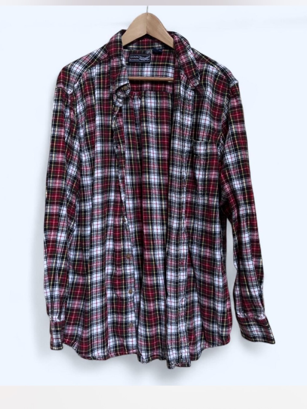 Vintage-Inspired Red Plaid Button-Down Cotton Shirt